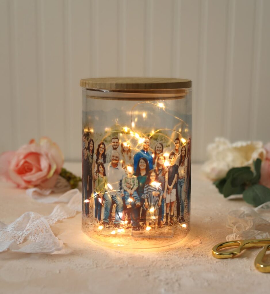 fairy light photo jar