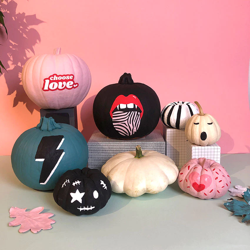 rock and roll painted pumpkins