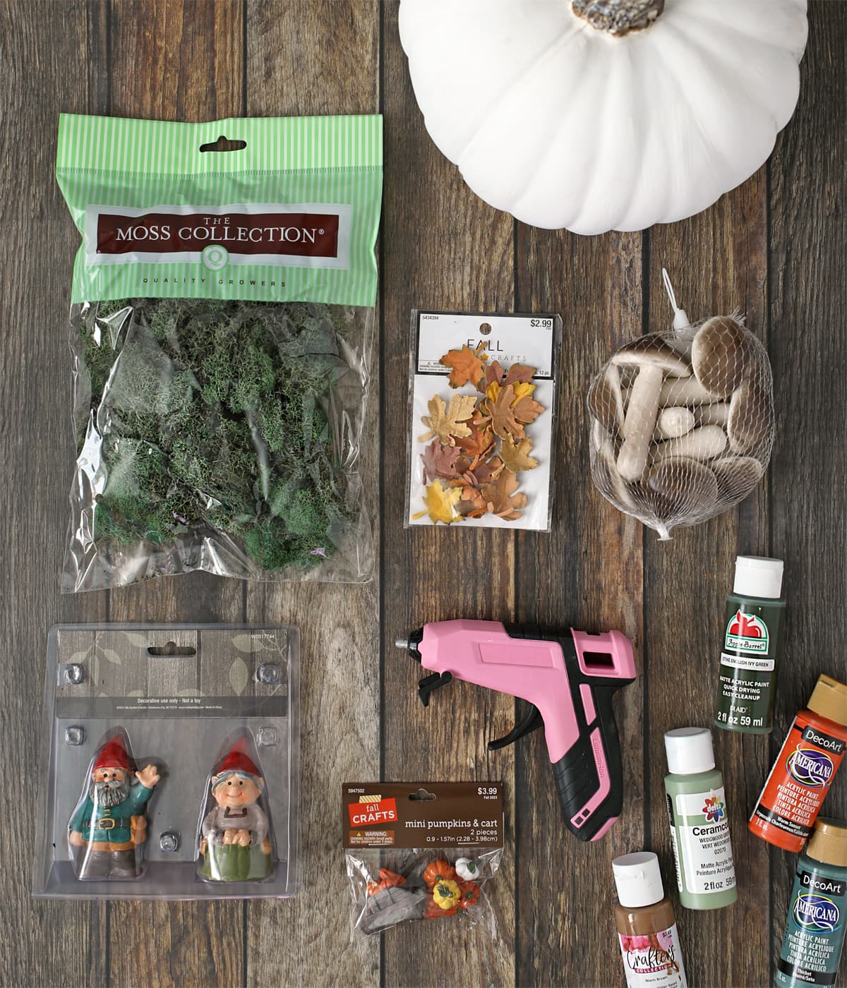 materials needed to make a pumpkin fairy house