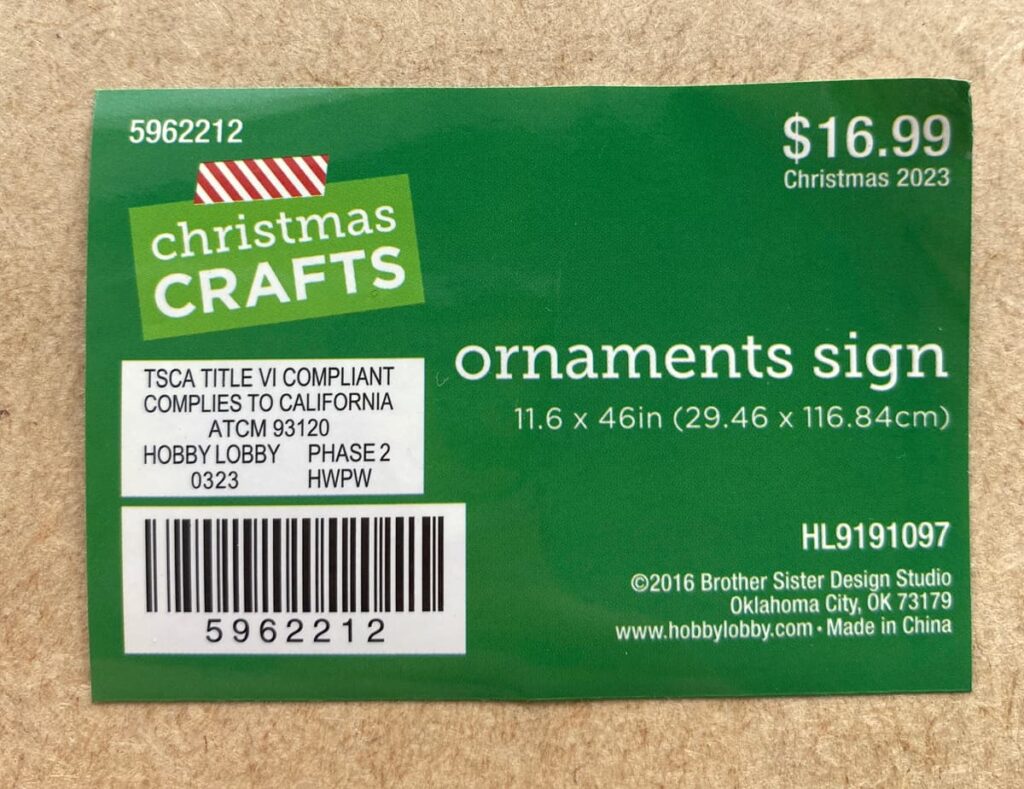 ornaments sign wood blank from hobby lobby