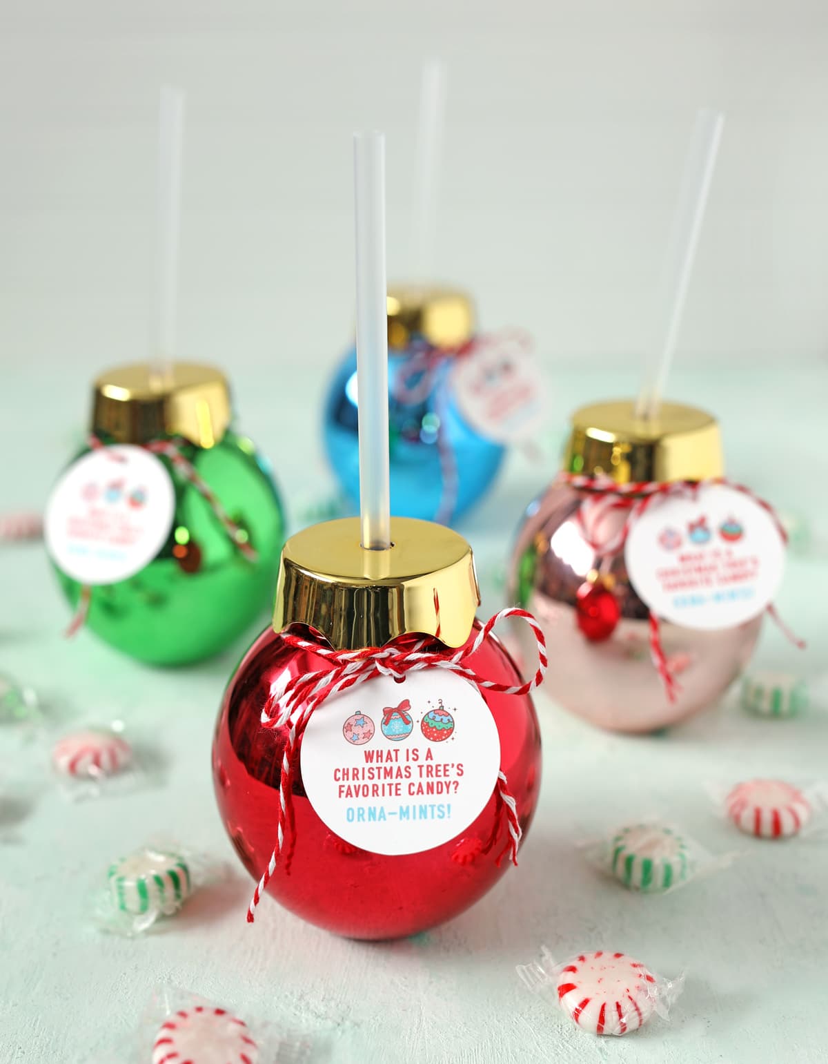 ornament cup christmas gift idea with printable tags