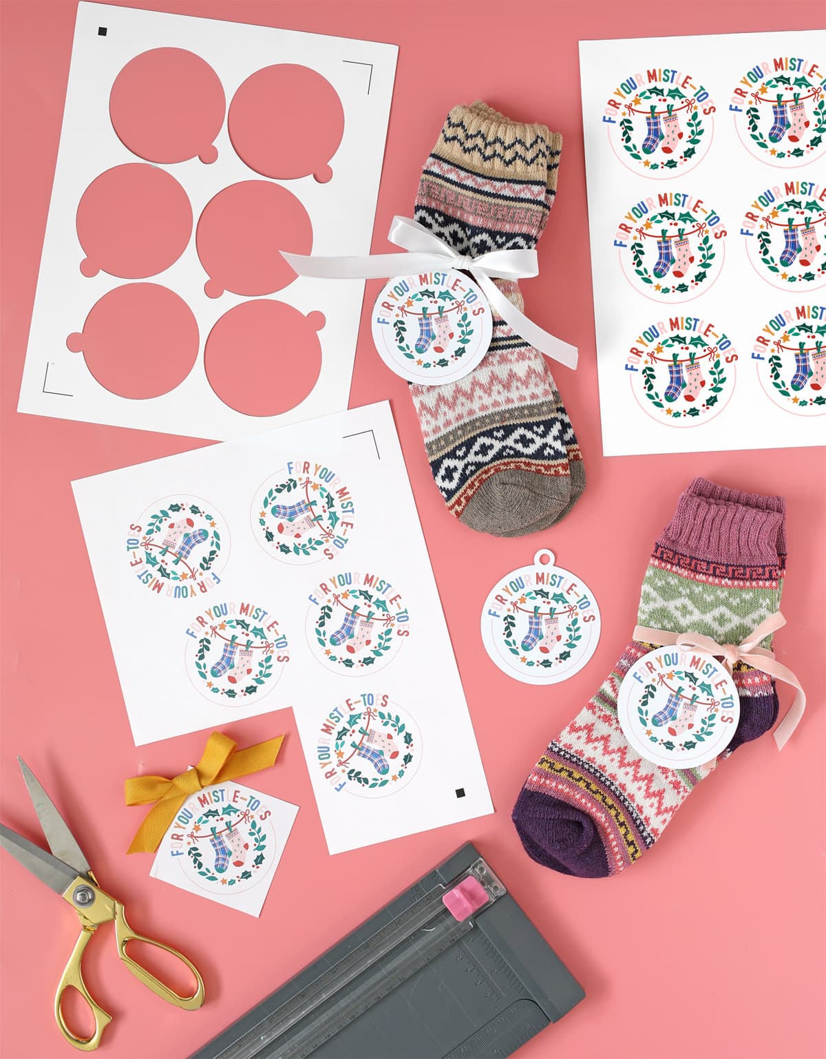 printable Christmas tags for giving socks