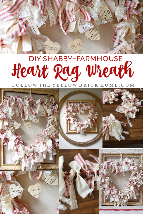 hearth shaped rag wreath for valentines day