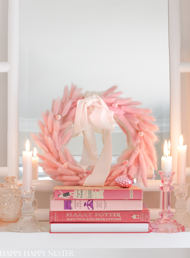 bunny tail pink wreath for valentines day