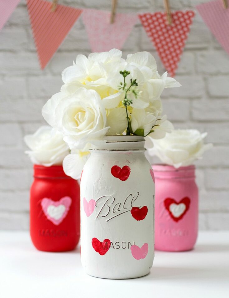 painted mason jars craft for valentines day
