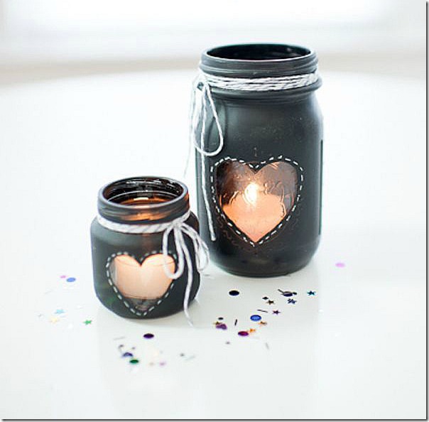 valentines day painted jar votives