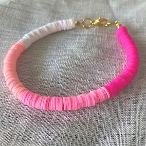 pink ombre clay bead bracelet