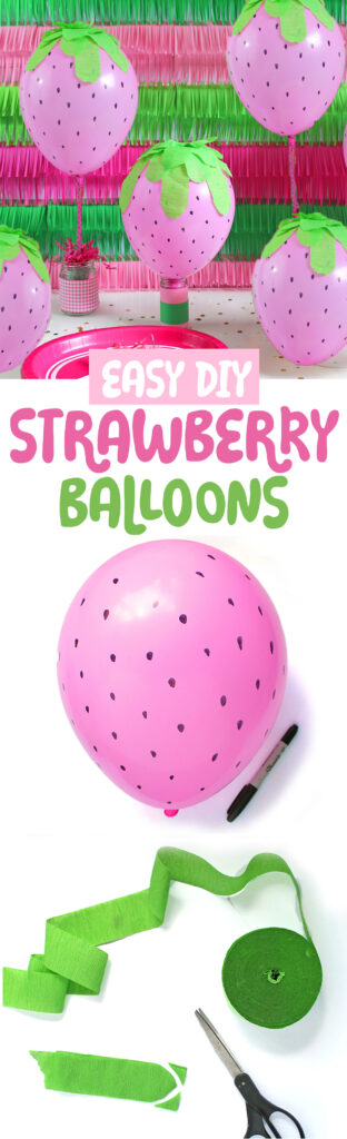 easy diy strawberry balloons for a berry or fruit themed party